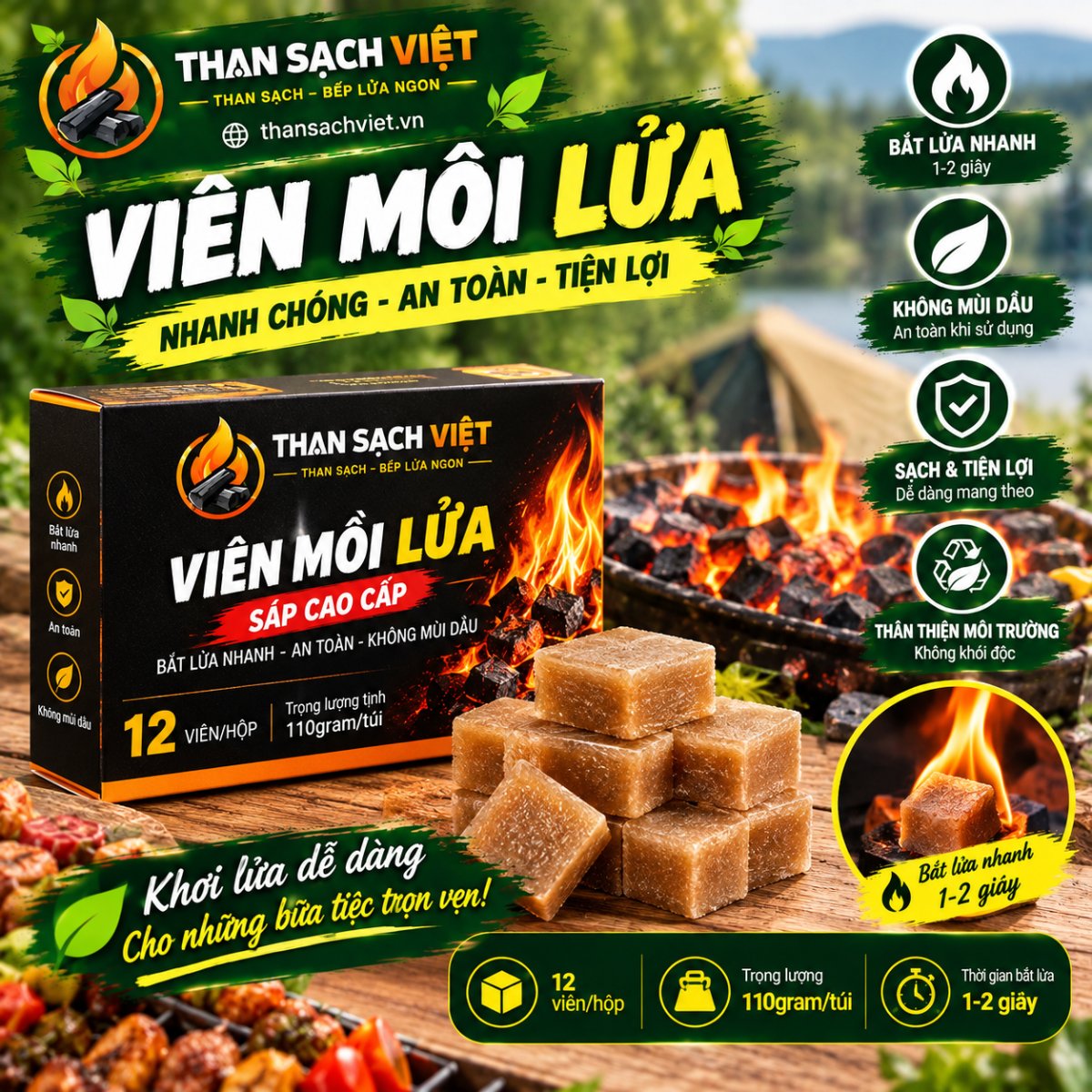 Viên mồi lửa (hộp 12 viên)