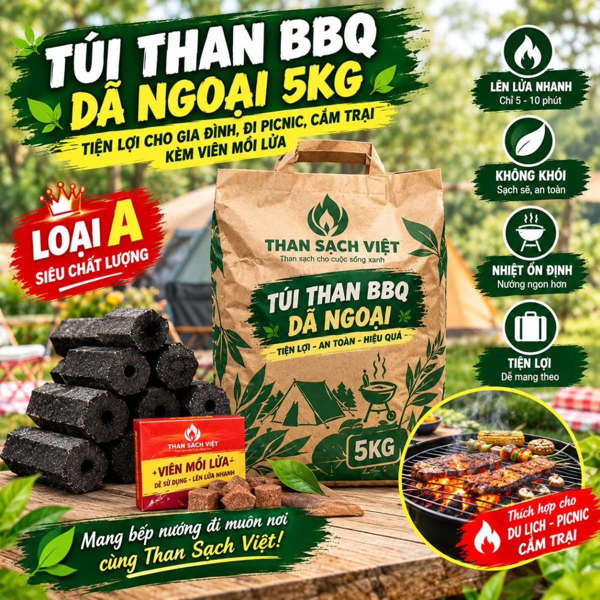 キャンプ用BBQ炭 5kg袋