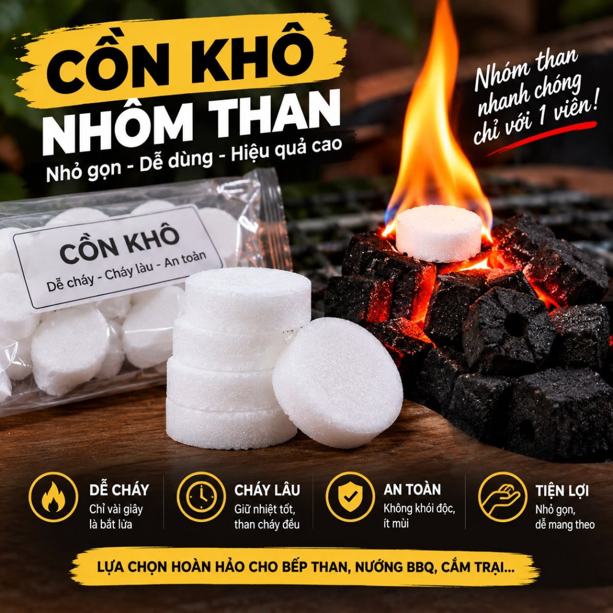 Solid fuel tablets for lighting charcoal